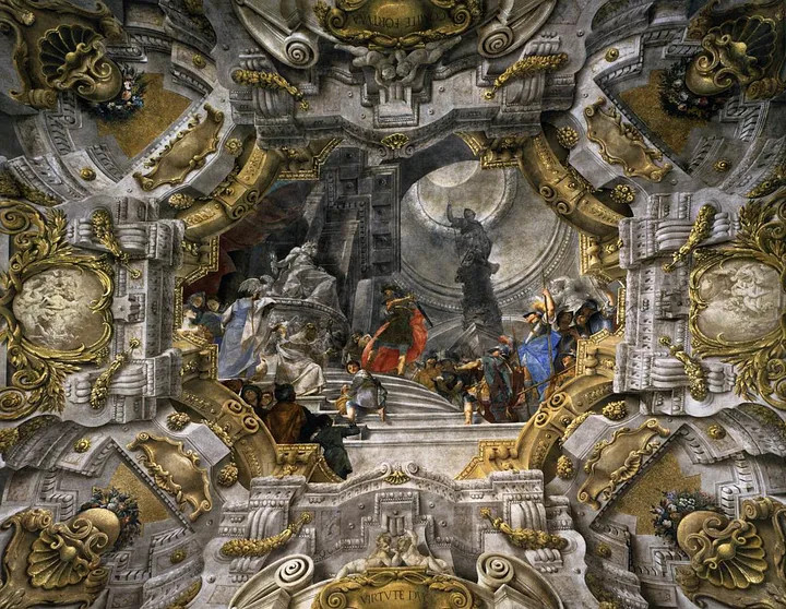 Alexander the Great Cuts the Gordian Knot, fresco by Donato Creti at Palazzo Pepoli Campogrande, Bologna.