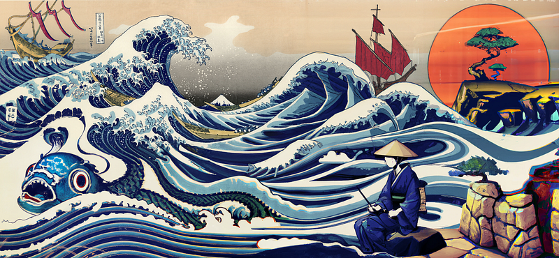 Katsushika Hokusai, The Wave (outpainted), 1831.